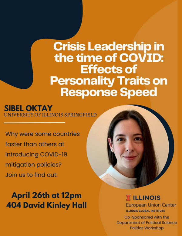 Flyer advertising the Politics Workshop by Sibel Oktay on leadership during Covid.