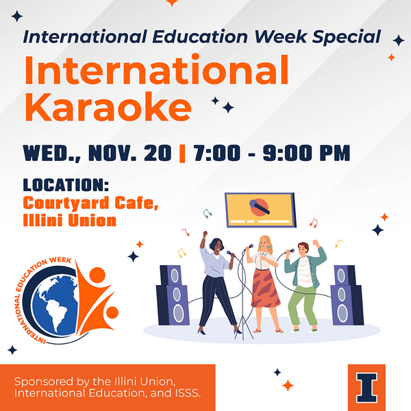 International Karaoke Wednesday November 20 from 7-9pm at Courtyard Cafe