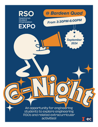 Flyer for E-Night. It contains the same information about the event below.