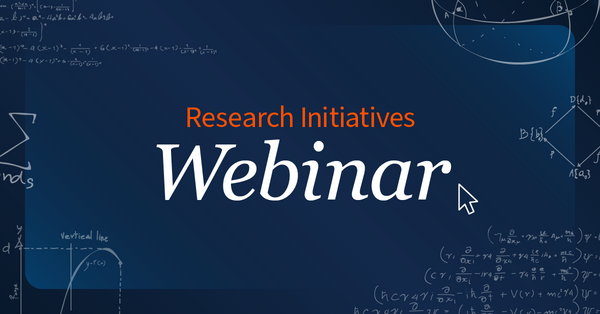 Image with the words Research Initiatives Webinar with equations in the background