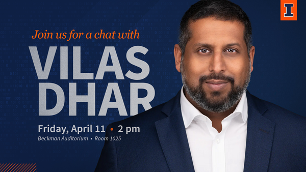 Image of Vilas Dhar with text containing the date time and location listed below.