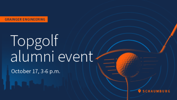 Grainger Engineering Topgolf alumni event Schaumburg with an image of a golf club and golf ball