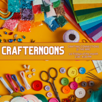 various craft supplies with the text "Crafting connections at the WRC"