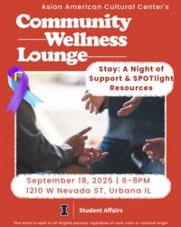 community wellness lounge event flier advertising spot collaboration for suicide prevention month