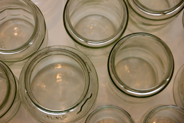 A photograph of empty glass jars.