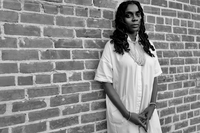 Black and white photo of Courtney Morris, the event speaker