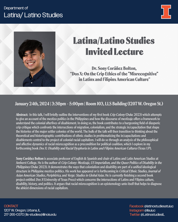 flyer for LLS Faculty Candidate Job Talk - Sony Coráñez Bolton, 01/24
