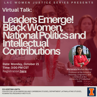 Red flyer with image of Dr. Marianela Muñoz with her arms crossed, wearing a red jacket.