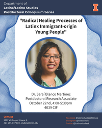 Image shows Dr. Blanco Martinez with a blue background along with the event information.