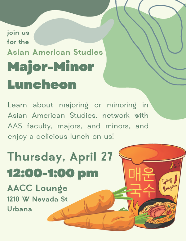 Flyer for the event. Green abstract shapes with carrots and instant noodles at the bottom. Full transcription in event text.