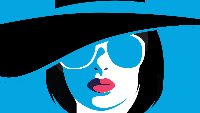Graphic image of woman in hat and sunglasses