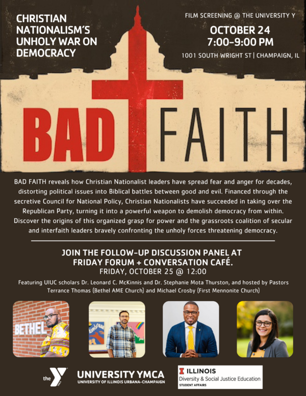 informational flyer on panel discussion of film screening of Bad Faith