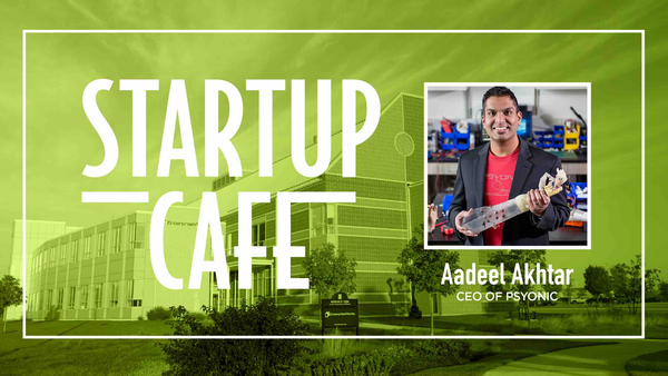 Startup Cafe with Aadeel Akhtar promotional image with headshot of Aadeel Akhtar