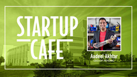 Startup Cafe with Aadeel Akhtar promotional image with headshot of Aadeel Akhtar