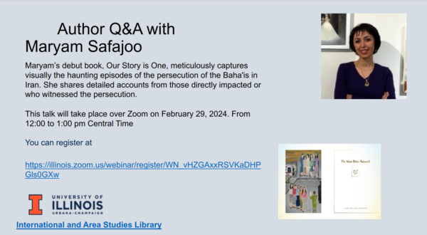 A poster of the Author Q&A with Maryam Safajoo