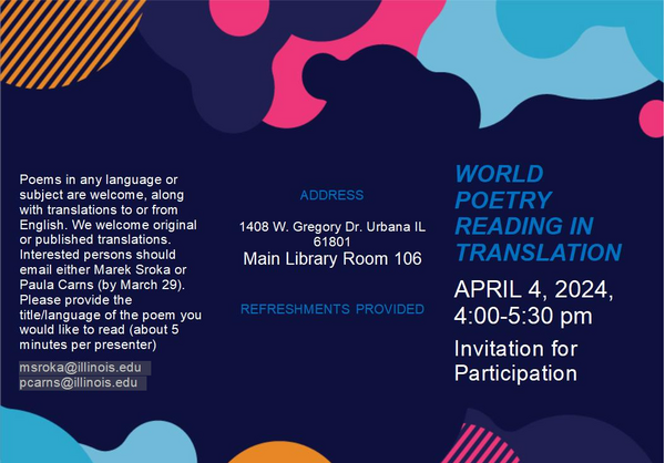 A poster of the World Poetry Reading in Translation event