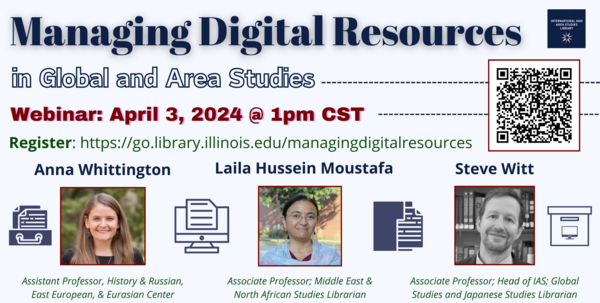A poster of the "Managing Digital Resources" Webinar
