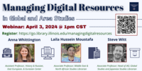 A poster of the "Managing Digital Resources" Webinar