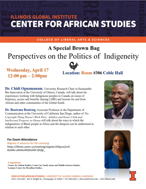 Poster for the lecture Perspectives on the Politics of Indigeneity