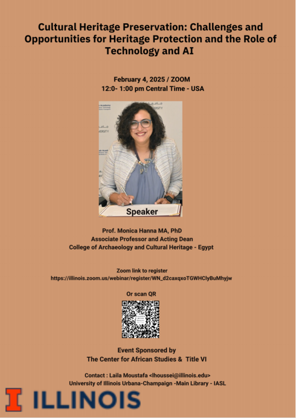 A flyer of the lecture "Preserving Culture Heritage: Challenges and Opportunities for Heritage Protection and the Role of Technology and AI"