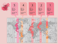 Image of grey and white map with five areas colored in to represent the destination locations of people being contacted through Zoom.