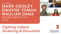 Event flyer with information about event and images of three grown adults on the upper right.