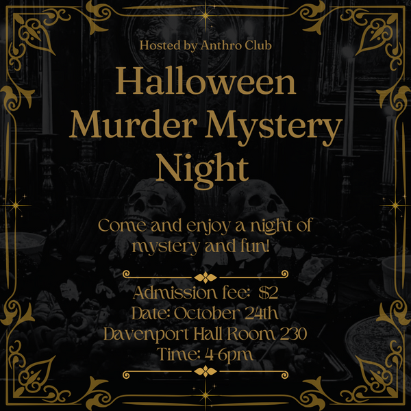 Flyer advertising murder mystery event