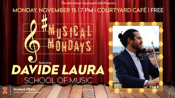Davide Laura performing at 7pm in the Courtyard Cafe