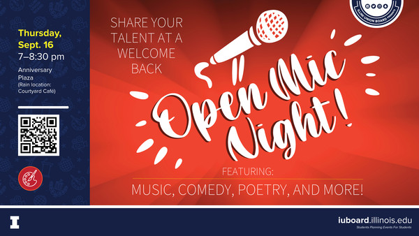 Come out and enjoy student talent with musicians, comedians, poets, and dancers! If you want to perform, scan the QR code and sign up!