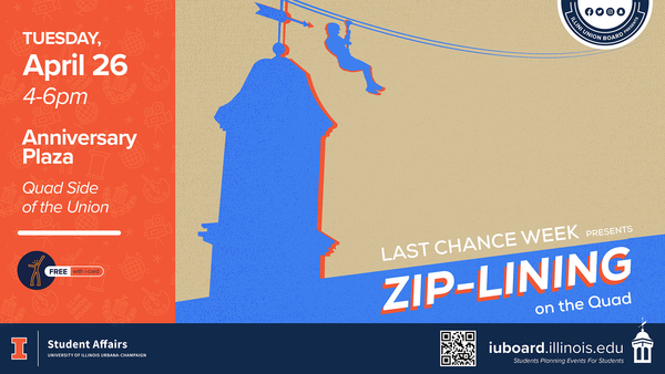 Zip Line on the Quad Tuesday, April 26 from 4-6pm