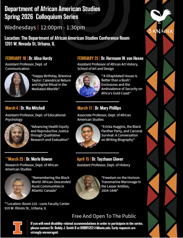 Department of African American Studies Spring 2026 Colloquium Series