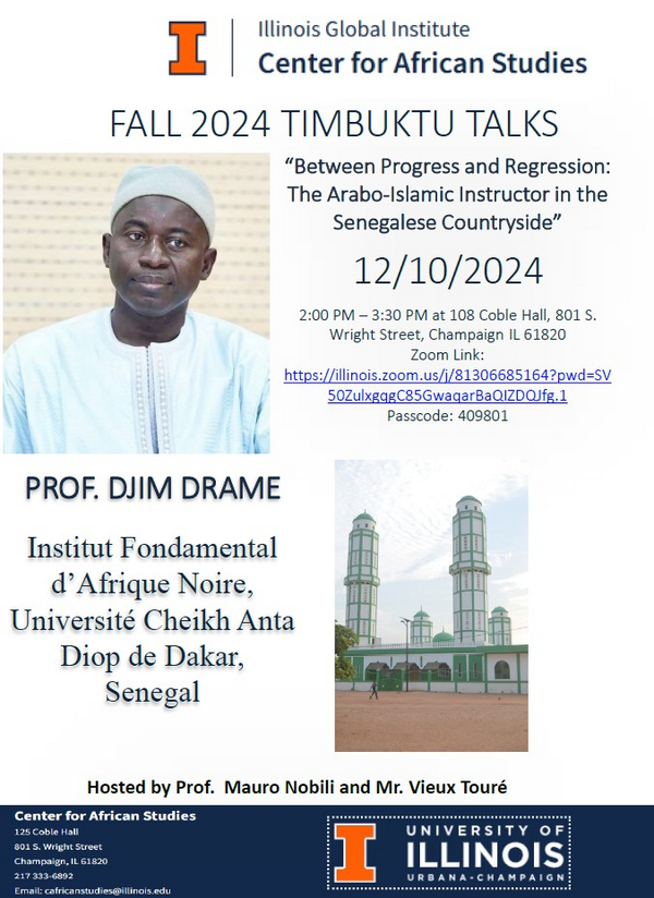 Timbuktu Talks, 2-3:30pm at 108 Coble Hall, December 10th