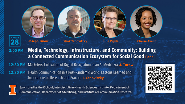 Media, Technology, Infrastructure, and Community: Building a Connected Communication Ecosystem for Social Good. March 28 at 3PM. iSchool, Room 4045.