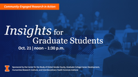 Community Research in Action: Insights for Graduate Students Oct. 21 noon to 1:30 pm