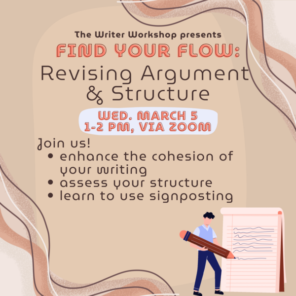 find your flow: revising argument and structure 3/5 from 1-2 on Zoom