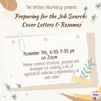 Preparing for the job search: cover letters and resumes flyer