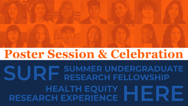 SURF and HERE poster session and celebration in orange and blue