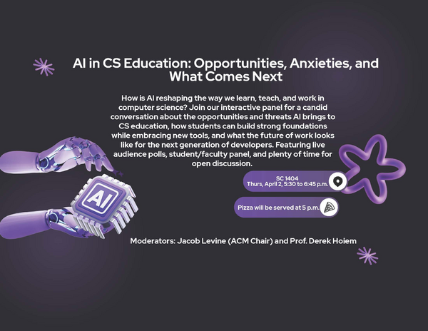 How is AI reshaping the way we learn, teach, and work in computer science? Join our interactive panel for a candid conversation about the opportunities and threats AI brings to CS education, how students can build strong foundations while embracing new tools, and what the future of work looks like for the next generation of developers.