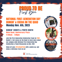 National First-Generation Day Dunkin' & Cocoa on the Quad