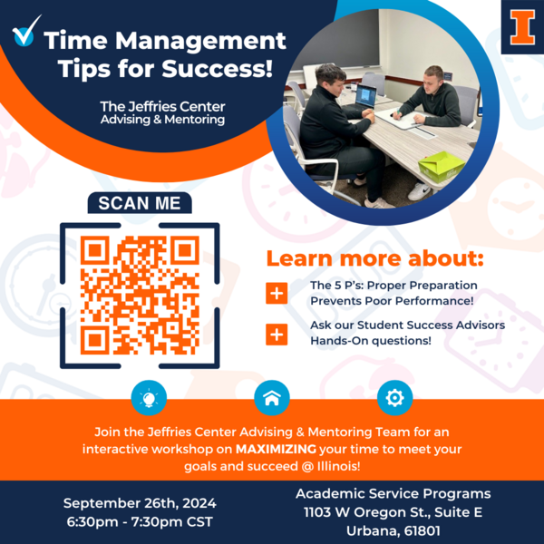 Time Management Tips for Success Workshop Flyer
