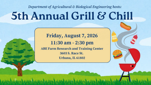 Poster with a grill in the background depicting the date, time, and address of the ABE Grill and Chill event.