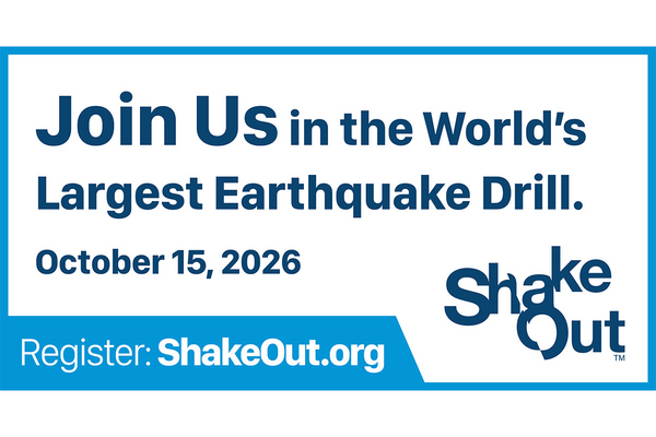 Join us in the world's largest earthquake drill on Oct. 15, 2026 for the Great Central U.S. ShakeOut.