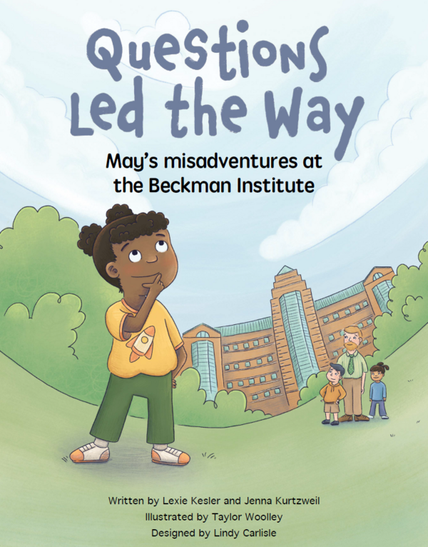 Book cover featuring an illustration of a little girl in front of the Beckman Institute