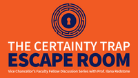 A keyhole surrounded by a maze. Publicity image for The Certainty Trap Lunch Series with Prof. Ilana Redstone.