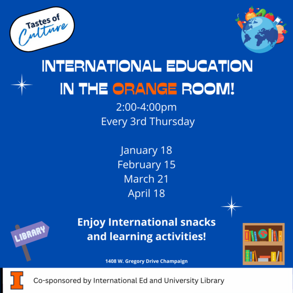 IE outreach in the Orange Room - 3rd Thursdays in Spring