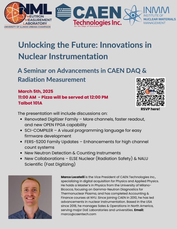 Flyer with QR code and information about Unlocking the Future: Innovations in Nuclear Instrumentation