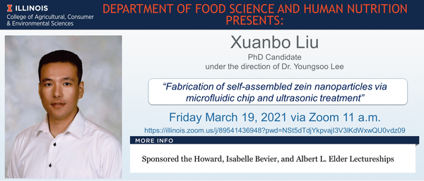FSHN Graduate Seminar- Xuanbo Liu, Mar. 19 @ 11 a.m.