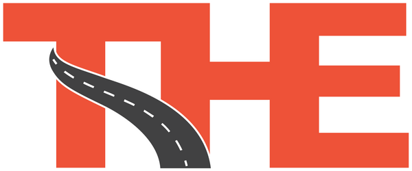 T.H.E. Logo with gray road