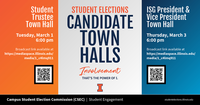 Student Elections candidate town halls graphic