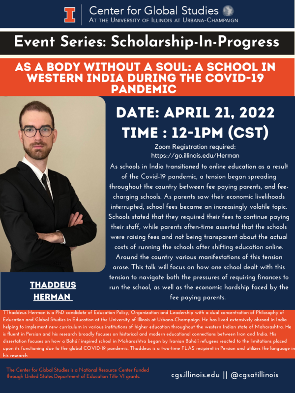 Flyer for Thaddeus Herman's Talk